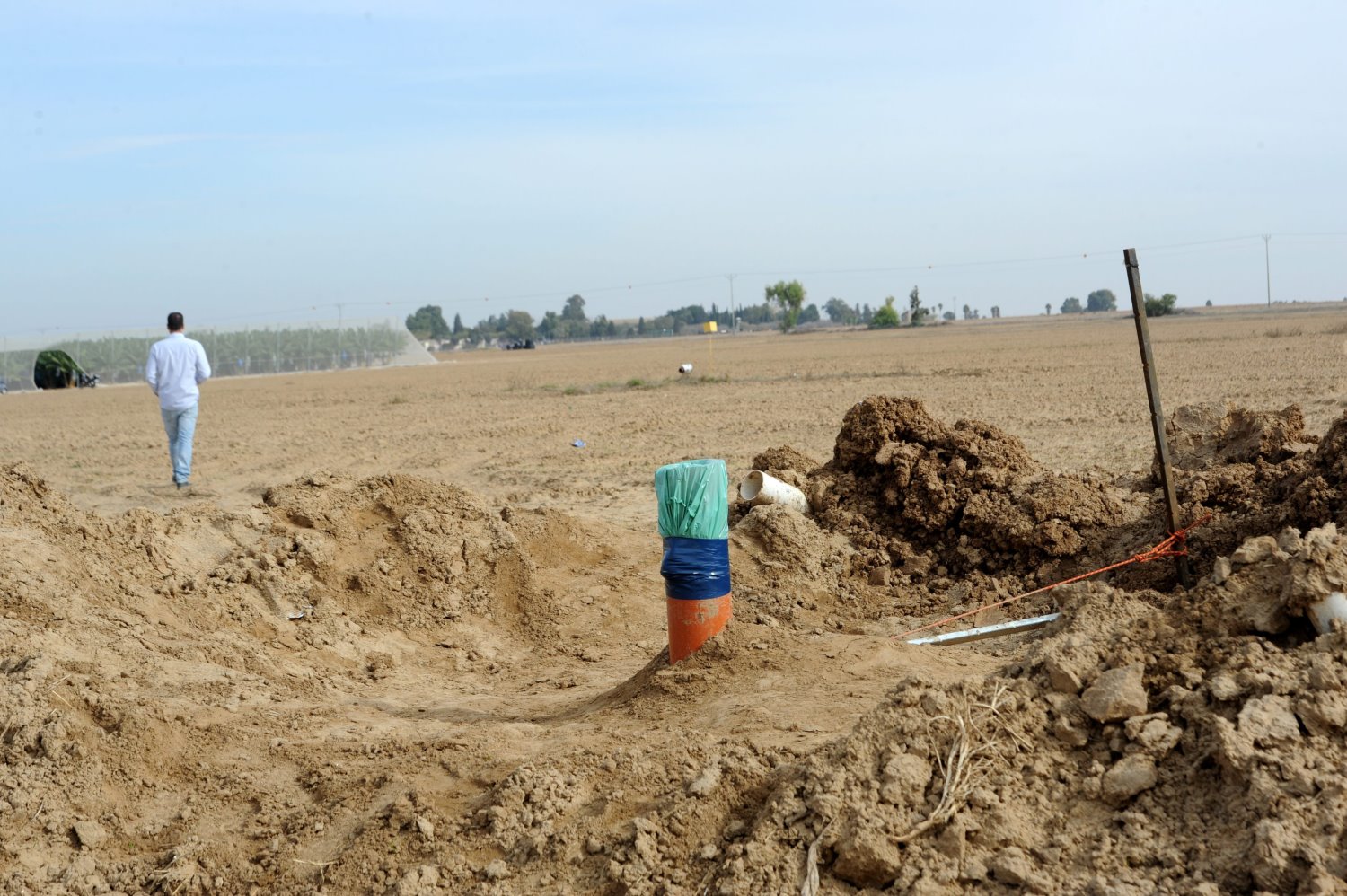 פיר המנהרה שנחשפה סמוך לקיבוץ. צילום: חיים הורנשטיין, ידיעות אחרונות