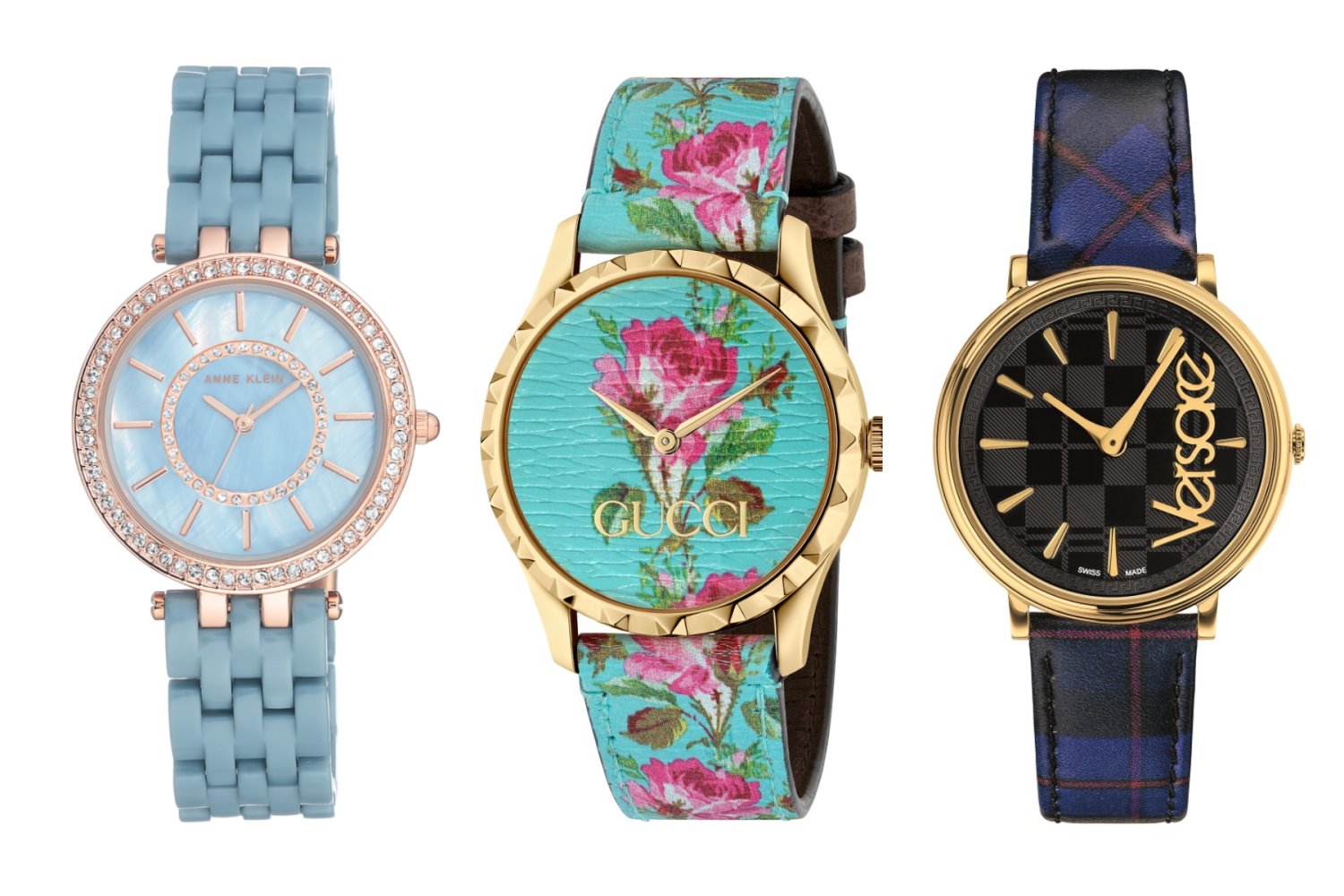 ורסצ'ה מקולקציית The Clans Story Edition, 2,990 שקלים, יח"צ. הדפסי פרחים בשעון ג'וצי, 5,910 שקלים, יח"צ. אן קליין, 600 שקלים.