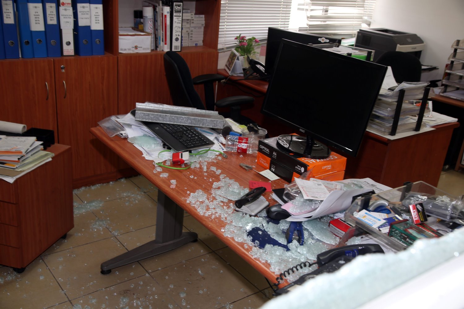 זירת פיגוע הירי באזור התעשיה ברקן | צילום: יריב כץ