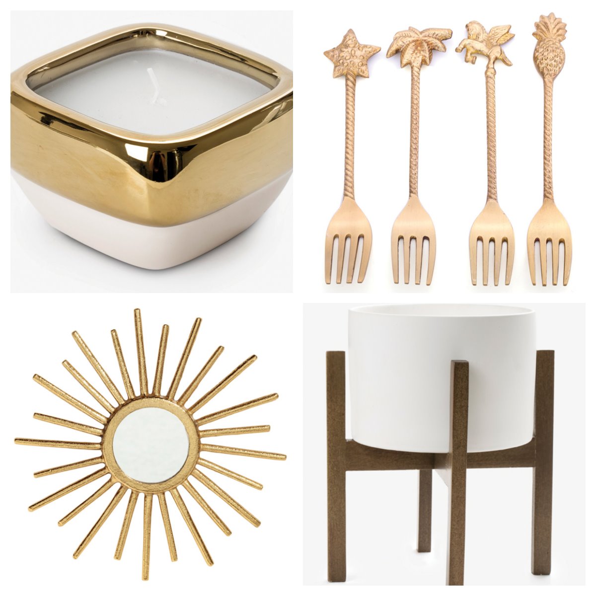 מזלגות, Belle&Sue, 229 שקל. נר, גולף & קו, 50-30 שקל, צילום: ערן סלם. מראה, h&m, 89.90, צילום: הנס מוריץ. עציצון, גולף & קו, 329 שקל, צילום: ערן סלם.