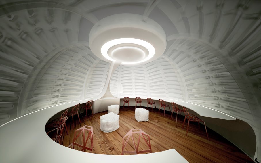 כיתת לימוד עתידנית, פרויקט של אופיר אלבג הממחיש בנייה פסיבית. הדמיה