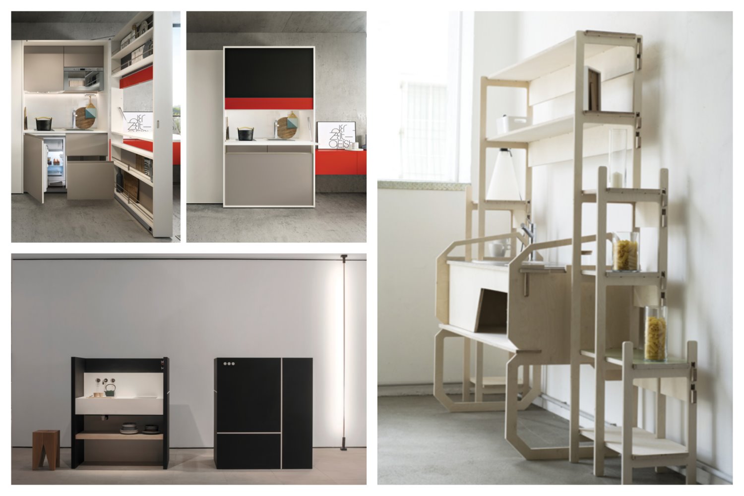 קונספט לדירות קטנטנות ובהם Kitchen Box. . Milano Smart Living.  Sanwa - מטבחים יפניים קומפקטיים, זכו בפרס חדשנות עיצובית. צילום:Salone del Mobile. מותג celerfurniture - מטבח להרכבה עצמית, זכה בפרס המעצבים הצעירים ב-SaloneSatellite. צילום: יח"צ