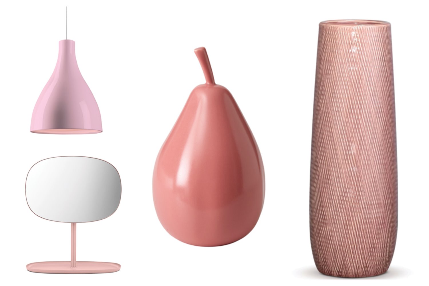 אגרטל צר, רשת IDdesign, 119 שקל, צילום: ישראל כהן. אגס נוי מפורצלן, שכטר בוטיק, 400 שקל, צילום: איליה מלינקוב. גוף תאורה, קמחי תאורה, החל מ-1,789 שקל, צילום: לביא אלון. מראה מתכווננת, הביטאט, 570 שקל. 