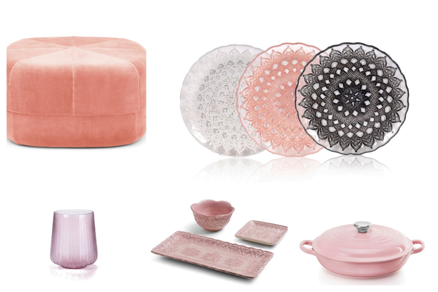 צלחת עוגה FOX HOME, 19.90 שקל, צילום: אפרת אשל. סוטאז' סטודיו לה קרוזה, 869 שקל. כלי הגשה מעוטרים, גולף & קו, 129-28.90 שקל, צילום: יונתן בלום. הדום, הביטאט, 2,950 שקל. ואזה צבעונית, רשת IDdesign, 79 שקל, צילום: ישראל כהן. 