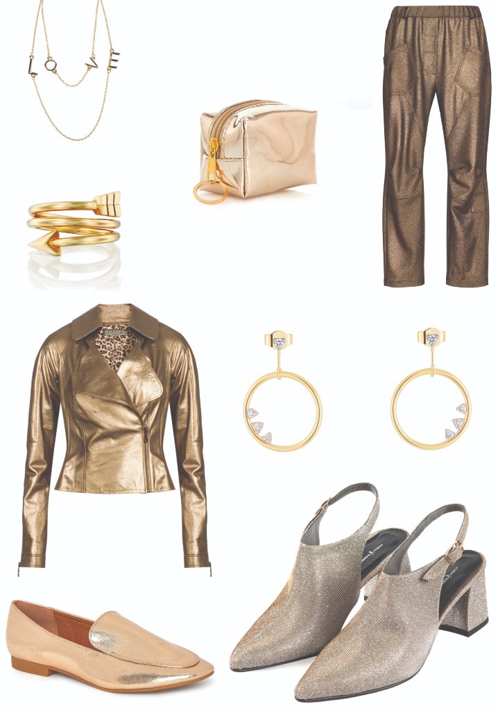 עגילים, .H.STERN SIMPLECHIC מחיר: 6,620 שקל, צילום: דיויד וילס. ז'קט, רזיאלה, רח' דיזנגוף 255, תל אביב. מחיר: 4,500 שקל, צילום: אבי ולדמן. שרשרת, Pull and bear. מחיר: 39.90 שקל. משקפי שמש, דולצ'ה וגבנה. מחיר: 1,622 שקל. מכנסיים, אלמביקה. מחיר: 598 שקל, צילום: עדי גלעד. ארנק, קסטרו. מחיר: 39.90 שקל, צילום: טל קרת. נעליים, קסטרו. מחיר: 79.90 שקל, צילום: טל קרת. תיק דגם סוהו, TES. מחיר: 1,210 שקל, tesbags.co.il צילום: עדי גלעד. נעליים, דורין פרנקפורט. מחיר: 780 שקל, צילום: עדי גלעד. טבעת חץ זהב, פדני. מחיר: 5,980 שקל, צילום: אורי לבני. נעליים, קלארקס. מחיר: 499 שקל.