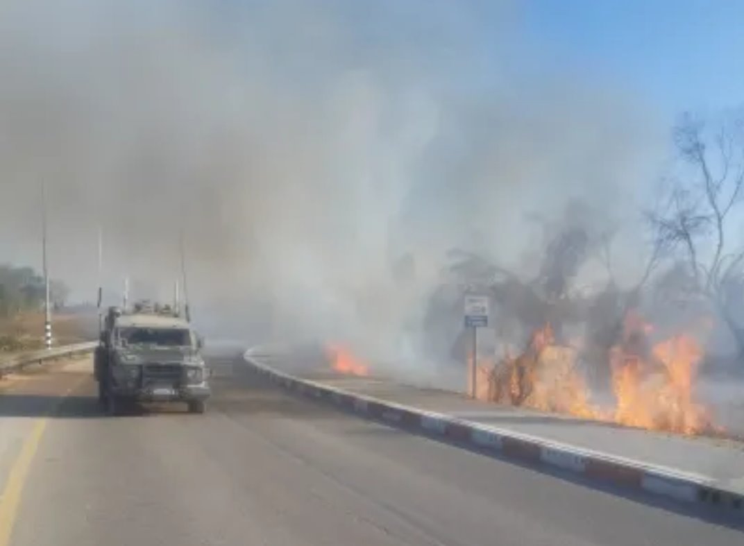 שריפה בעוטף עזה צילום דוברות אשכול