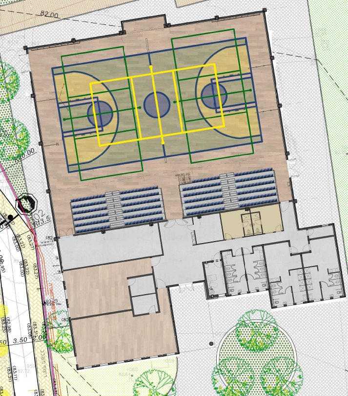 הדמיית אולם ספורט  &quot;נוף השדות&quot; בקיבוץ נגבה