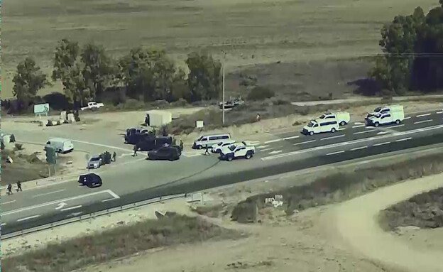 הלחימה בצומת שער הנגב ב-7 באוקטובר | צילום: דוברות המשטרה  