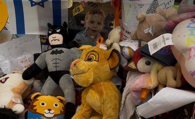 הצעוצעים מפינת ההנצחה של אריאל וכפיר בביה"ח אסותא אשדוד | צילום: גליה זכאי , נתב"ג