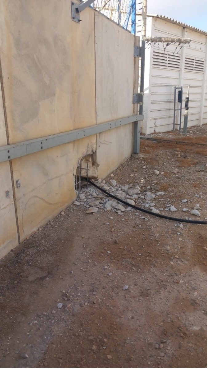 שבירת חומות בטון לצורך גניבת סולר  - צולם על ידי נציגי חברת מקורות באוגוסט 2024