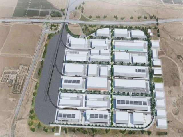 הדמייה של המרלו"ג, בה ניתן לראות את פסי הרכבת שנכנסים אל תוך המתחם